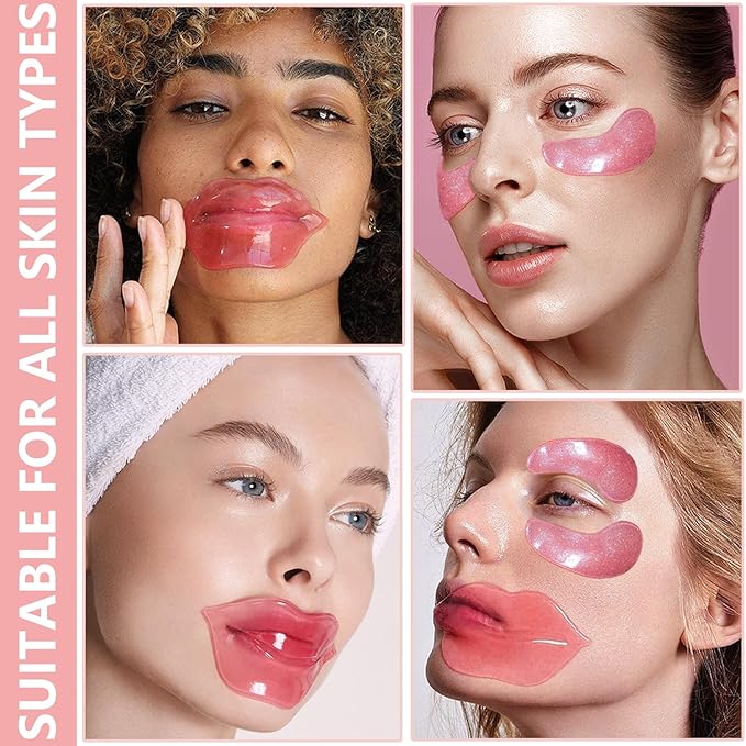 30 Pairs Lip Mask & Eye Mask,Under Eye Patches for Reducing Fine Lines & Dark Circles,Moisturizing Lip Spa Daily Labial Masks,Hydrating Bridesmaid Gifts Birthday Mother's Day Gifts