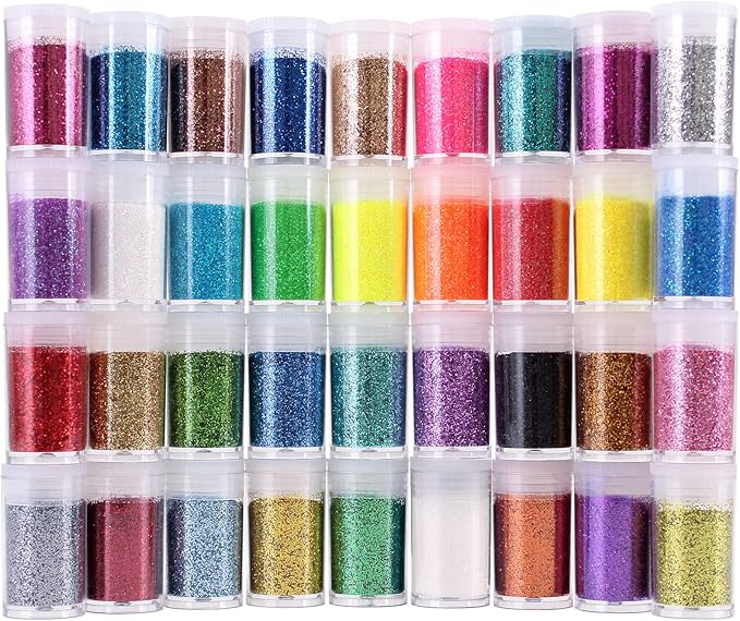 36 Colors Set, Fine Glitter for Resin, Arts and Craft Supplies Glitter, Cosmetic for Body Nail Face Hair Eyeshadow Lip Gloss Makeup, Festival Decoration