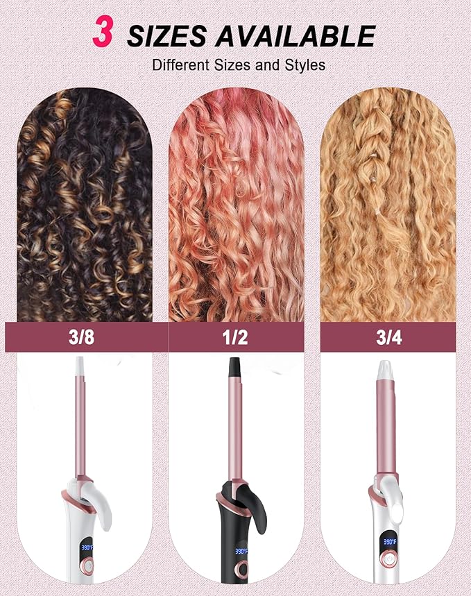 Mini Curling Iron for Short Hair - Small Travel Curling Iron with Dual Voltage, Ceramic Barrel, 5 Heat Settings, 60 Min Auto-Off, Portable Curling Wand for Versatile Styling (3/4 inch)