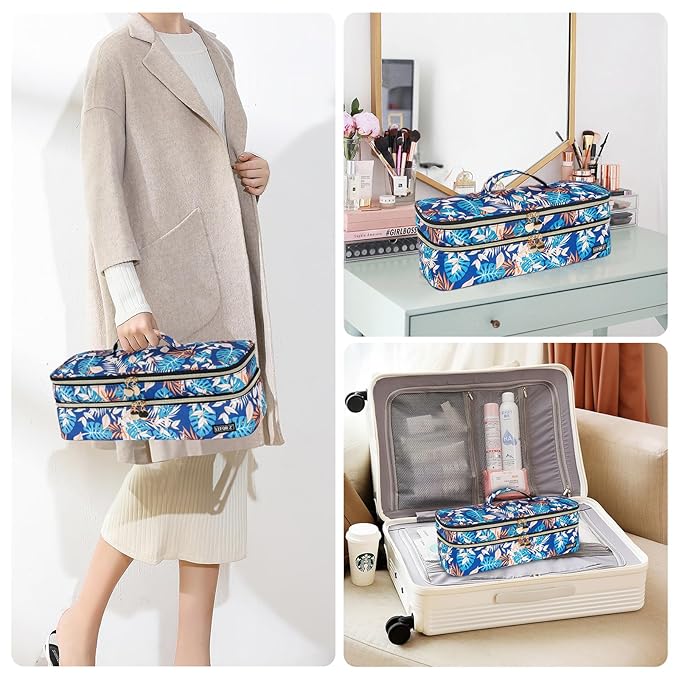 Double-Layer Travel Carrying Case Bag Comapatible with Revlon One-Step Hair Dryer Brush/Volumizer/Styler/Hot Tools/Shark FlexStyle/Dyson Airwrap Styler and Attachment,Colorful(Bag Only)
