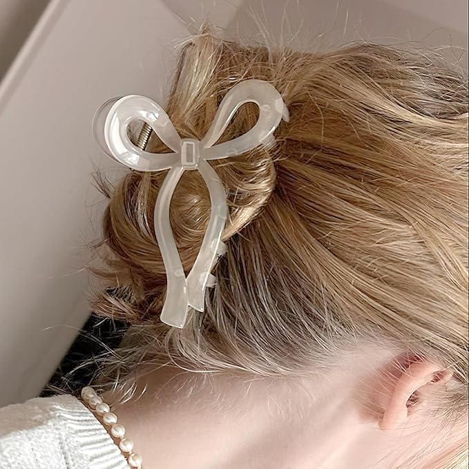 Ayesha Bows Claw Clips 3 Colors Hair Clips for Women Girls Bow Trend Claw Clips for All Hair Types