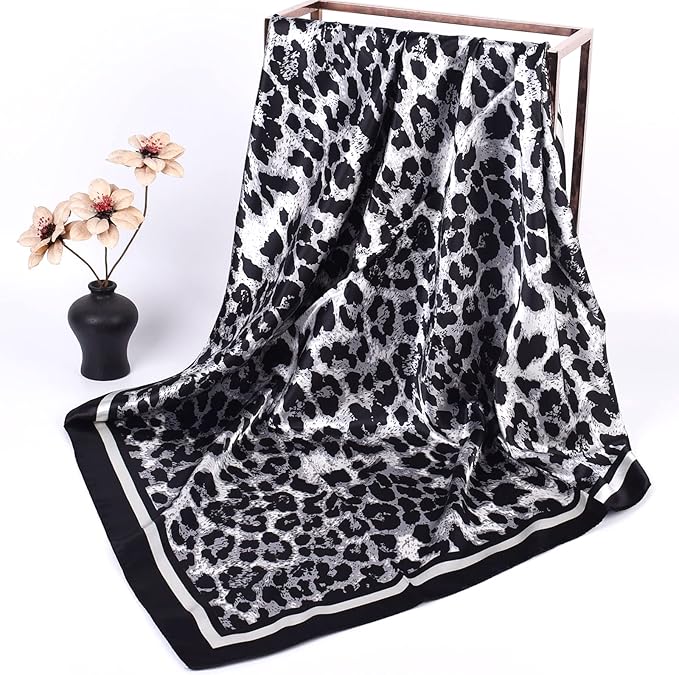 35 x 35 Women's Fashion Pattern Large Square Silk Like Hair Scarf Head Sleeping Wrap Satin Neck Bandana for Gift…