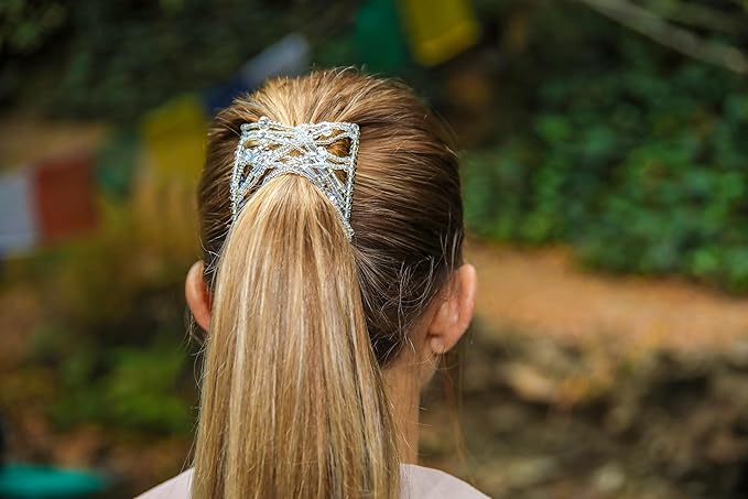 Sparkling Decorative Crystal Hair Clip for Fine, Thin, Sleek & Straight Hair - Double Comb for Easy Comfy Styles, Holds Snug, No Pressure, UpDo, Ponytail, French Twist, Bun (Crystal Medium)