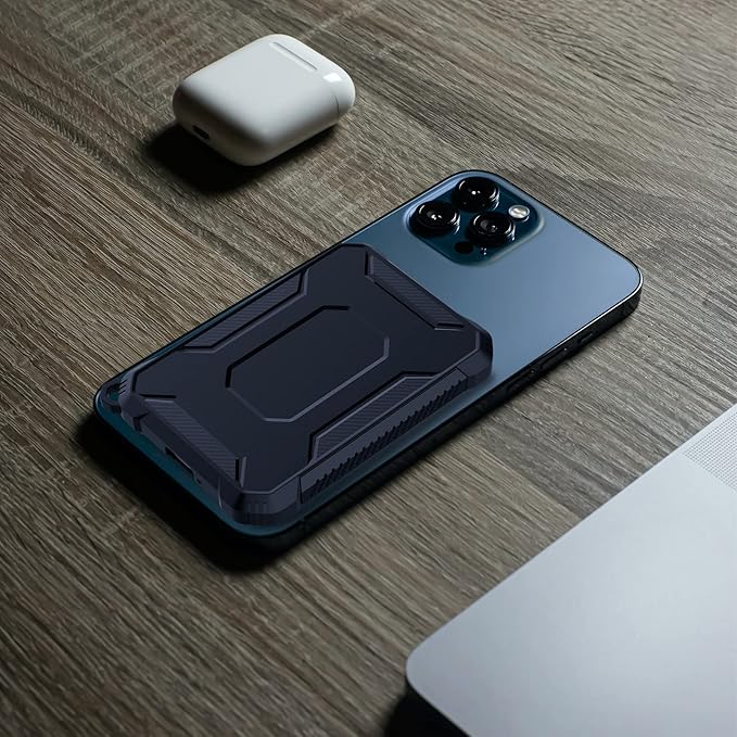2 Pack Case Compatible with Magsafe Battery Pack Cover, Slim TPU Carbon Fiber Design Protective Case Cover with Keychain Anti-Shockproof Rugged Bumper Shell for Magsafe Battery Pack Black/Blue