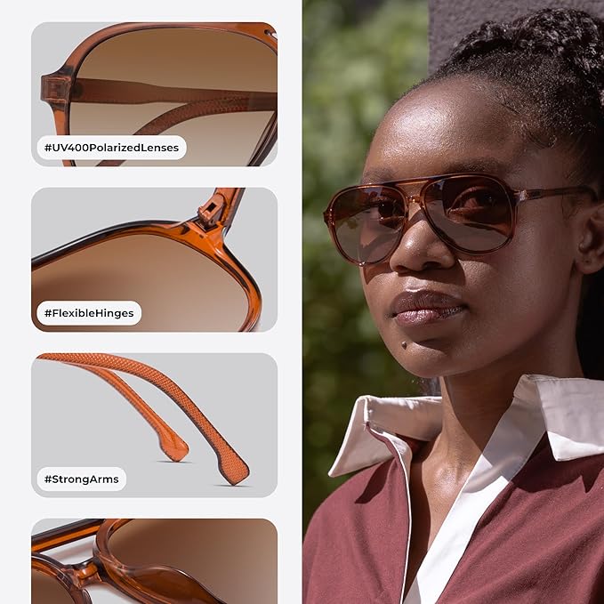 livho Trendy Polarized Aviator Sunglasses Women Men, Retro Sun Glasses for Women Men 2025, Oversized UV Protection Shades