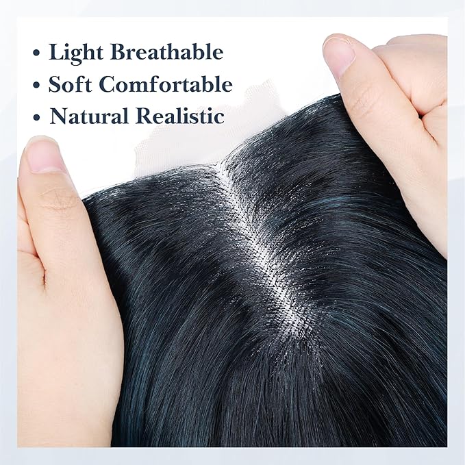 NAYOO Long Ombre Bluish Green Wavy Wig for Women 26 Inch Middle Part Lace Hairline Curly Wavy Wig Natural Looking Synthetic Heat Resistant Fiber Wig for Daily Party Use