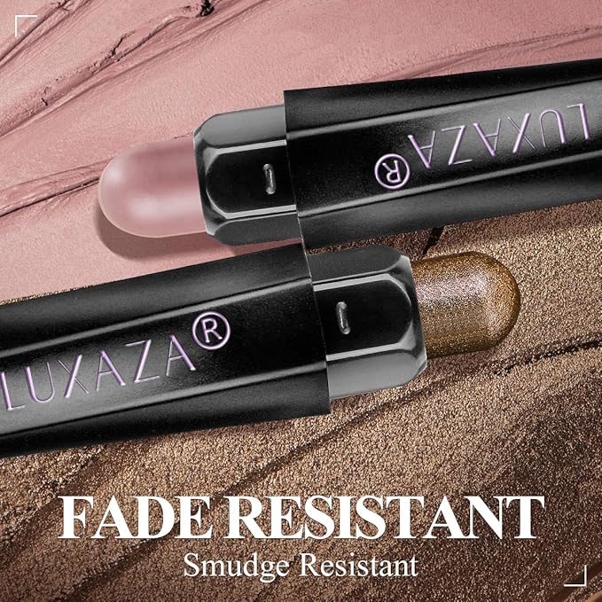 Neutral Eyeshadow Stick Makeup Set, Brown Nude Metallic Shimmer Matte Cream Eye Shadow Eyeliner Brightener Pencil Crayon - BROWN CANYON