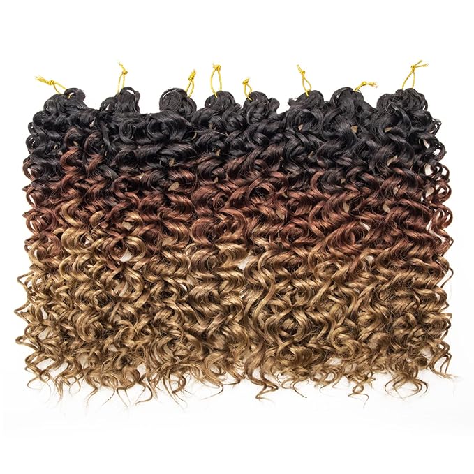 8 Packs Curly Crochet Hair GoGo Curl Crochet hair for Women Deep Wave Braiding hair,Synthetic Bohemian Crochet Braid Water Wave Crochet hair Extensions(1B/30/27, 14inch)