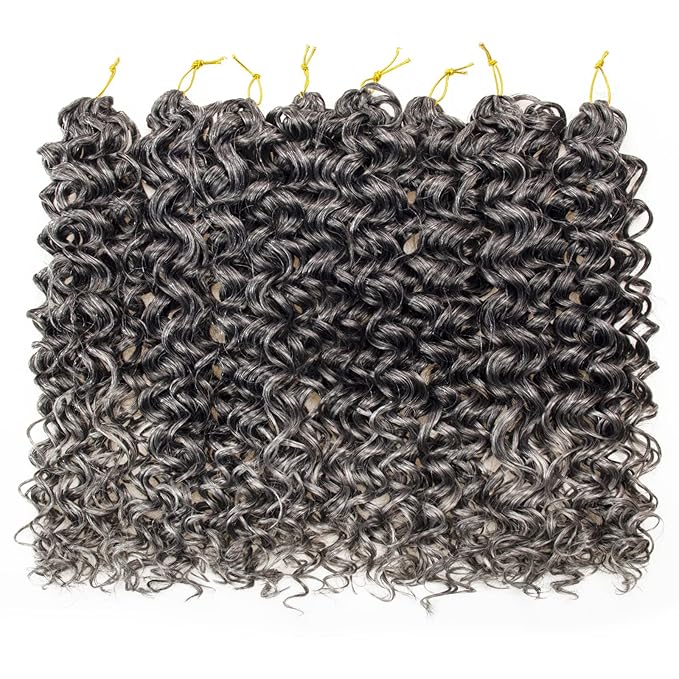 8 Packs Curly Crochet Hair GoGo Curl Crochet hair for Black Women Deep Wave Braiding hair,Synthetic Bohemian Crochet Braid Water Wave Crochet hair Extensions(Tgrey, 18inch)