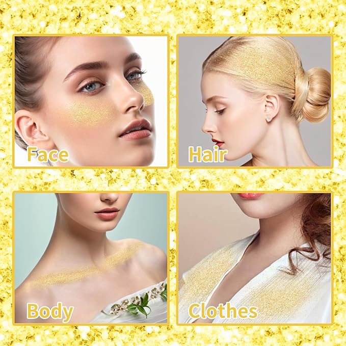 MEICOLY Gold Hair and Body Glitter Spray,Shinny Sparkle Glitter Spray for Clothes,Loose Shimmer Hairspray for Festival Rave Makeup/Stage Performance,Lightweight,25g/0.88OZ