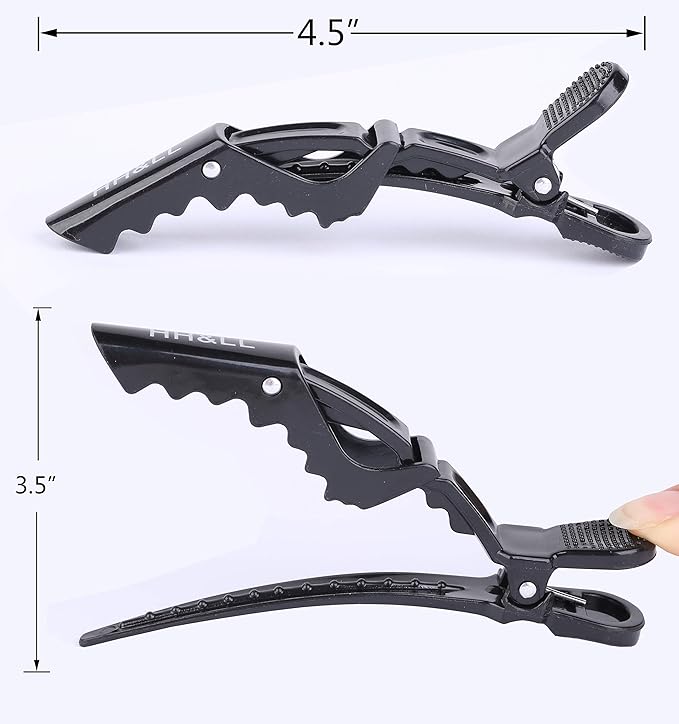 HH&LL Hair Clips for Women – Wide Teeth & Double-Hinged Design – Alligator Styling Sectioning Clips of Professional Hair Salon Quality - 10Pack (Black+White)