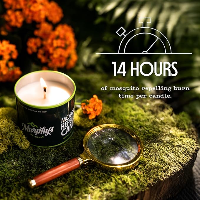 Murphy's Naturals Mini Mosquito Bug Repellent Candles for Outdoor Patio, Citronella & Essential Oils, 14-Hour Burn Time Each, 3.5 oz, 3-Pack