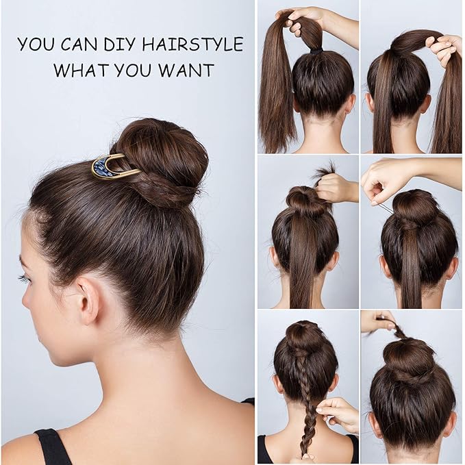 8 Pieces U Shaped Hair Pins French Pins Metal U Vintage Fork Hair Pin for Buns Women Girls Hairstyle Accessories(Cute Patterns)