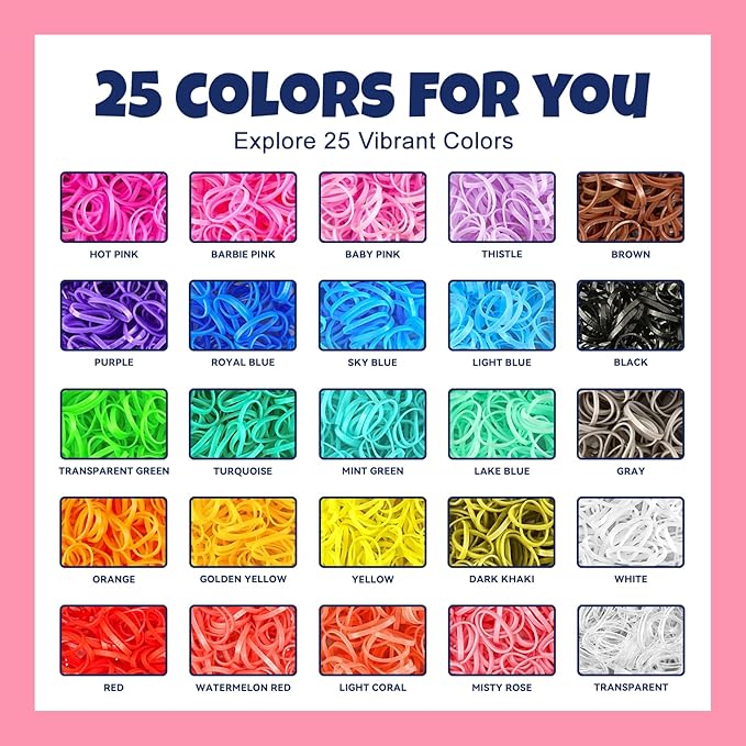 2000Pcs Colorful Rubber Bands, Mini Elastic Hair Ties Girls Women Hair Elastics Bands No Damage Rainbow Styling Accessories 25 Colors