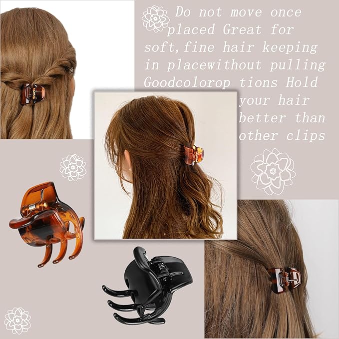 8 Pack 1.3 Inch Strong Hold Hair Claw Clips, Non-Slip Jaw Clips for Thick & Medium Hair, Lightweight Hair Styling Accessories for Women