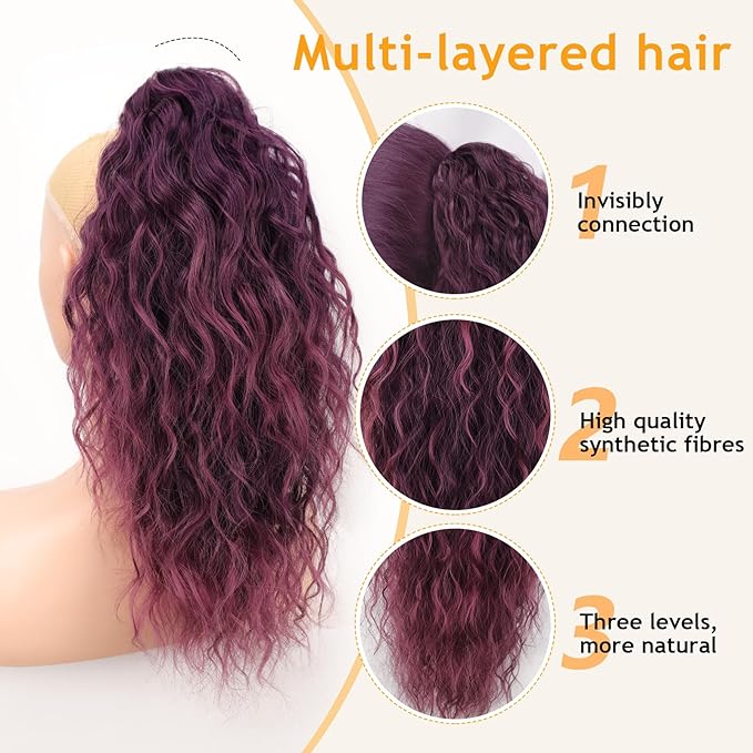 ORSUNCER Ponytail Extension Claw 18" Curly Pony Tail Clip in Claw Hair Extensions Fluffy Natural Looking Synthetic Hairpiece for Women