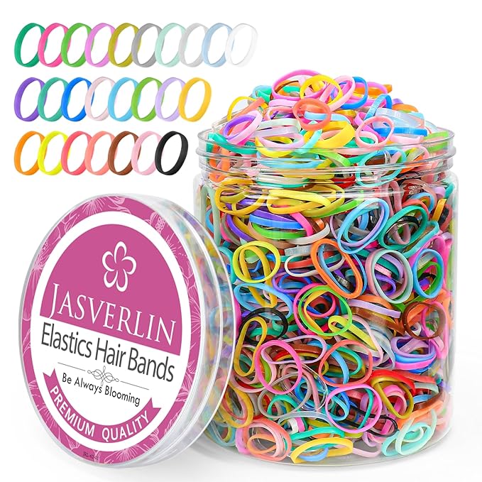 2000Pcs Colorful Rubber Bands, Mini Elastic Hair Ties Girls Women Hair Elastics Bands No Damage Rainbow Styling Accessories 25 Colors