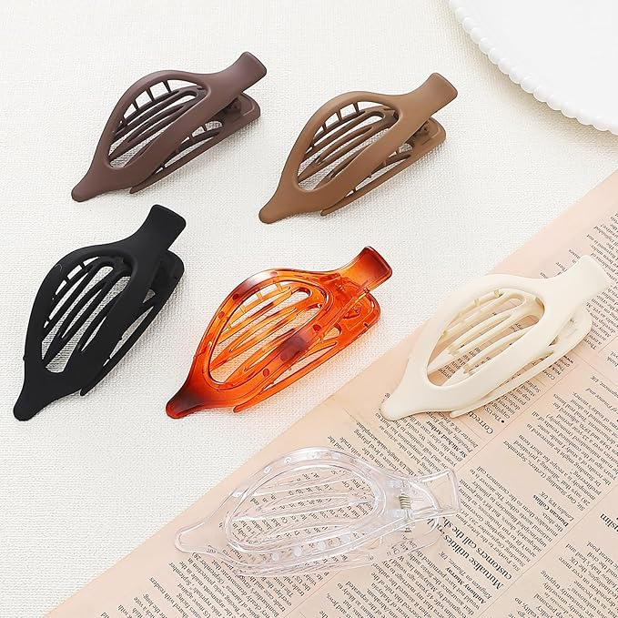 Flat Hair Clip 6 pcs Lay Down Claw Clips Hair Accessories for Women -Transparent