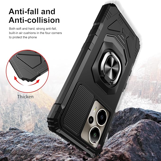 for Cricket Outlast 5G 2024 Case/AT&T Motivate Pro 5G Case with Screen Protector,Dual Layer Military Grade Protection with Ring Stand Phone Case for Cricket Outlast 5G/ATT Motivate Pro 5G Black