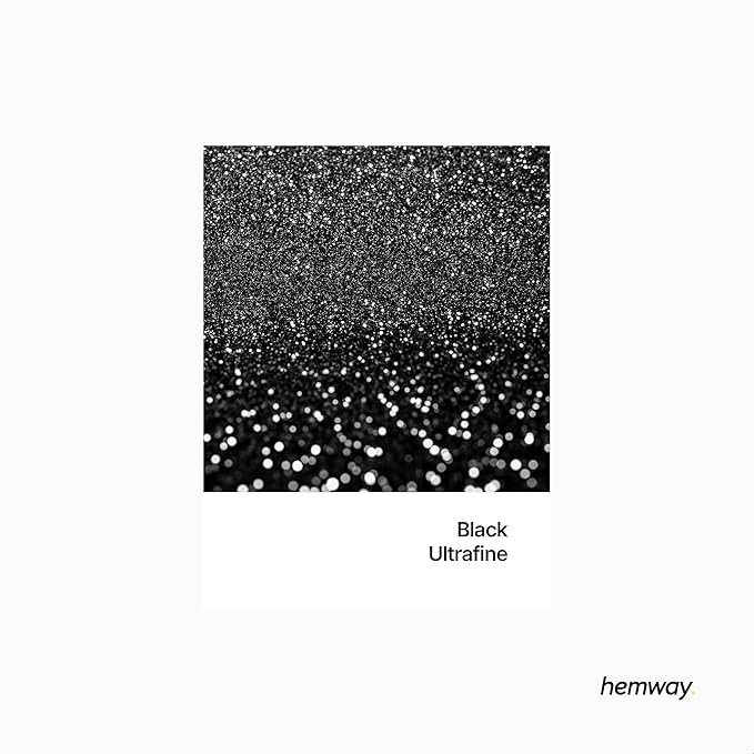 Hemway Premium Ultra Sparkle Glitter Multi Purpose Metallic Flake for Nail Art, Cosmetic Graded, Makeup, Festival, Party, Hair, Body and Eyes 100g / 3.5oz - Black