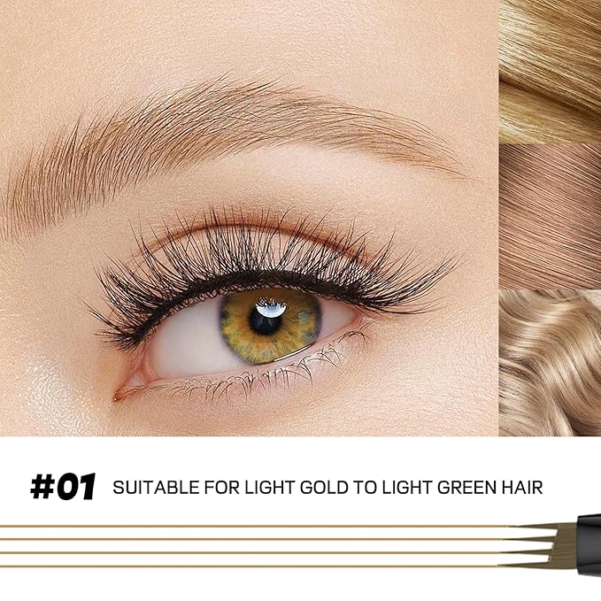 2 Pack Eyebrow Pen, Waterproof Microblading Eyebrow Pencil, 4 Tip Precise Eye Brow Makeup Pen for Women to Effortlessly Create Hair Like Natural Brows, Non Dry Out and Last All Day (Light Brown)