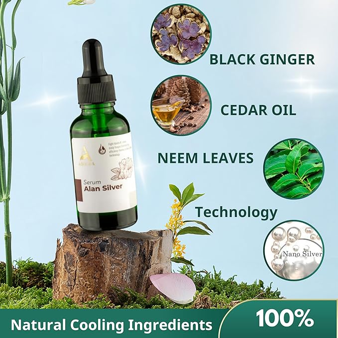 ABERA Alan Silver Serum - Anti Dandruff for Hair & Healthier Scalp, Nourishes - Clinically Proven to Soothe Irritated Skin and Improve The Appearance of Skin with Mild to Moderate Psoriasis (3 Boxes)