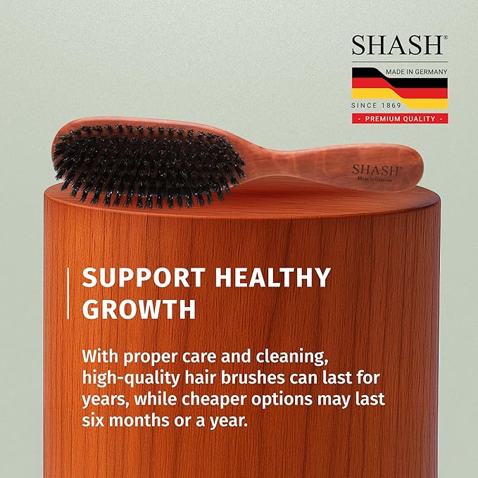 Classic German First Cut 100% Boar Bristle Hair Brush Since 1869 - Conditions Hair, Improves Texture, Exfoliates Scalp