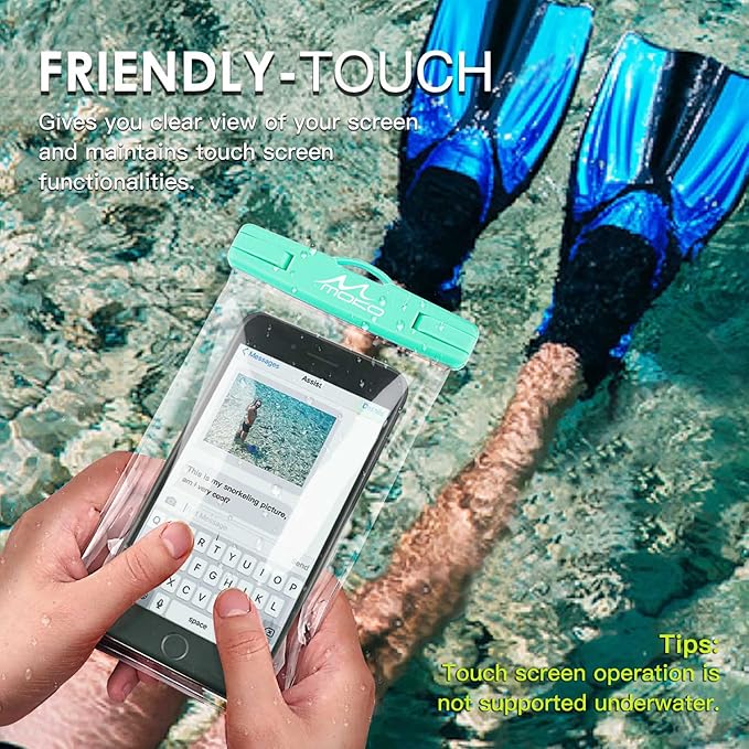 MoKo Waterproof Phone Pouch 2Pack, Underwater Phone Case Dry Bag with Lanyard Compatible with iPhone 16 14 13 12 11 Pro Max X/Xr/Xs Max/SE 3, Samsung S21/S10/S9, Note 10/9/8