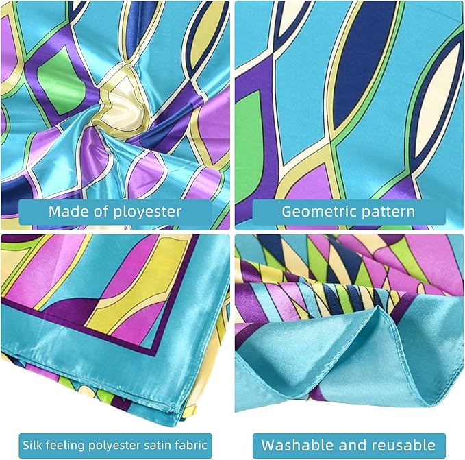 35 x 35 Women's Fashion Pattern Large Square Silk Like Hair Scarf Head Sleeping Wrap Satin Neck Bandana for Gift…