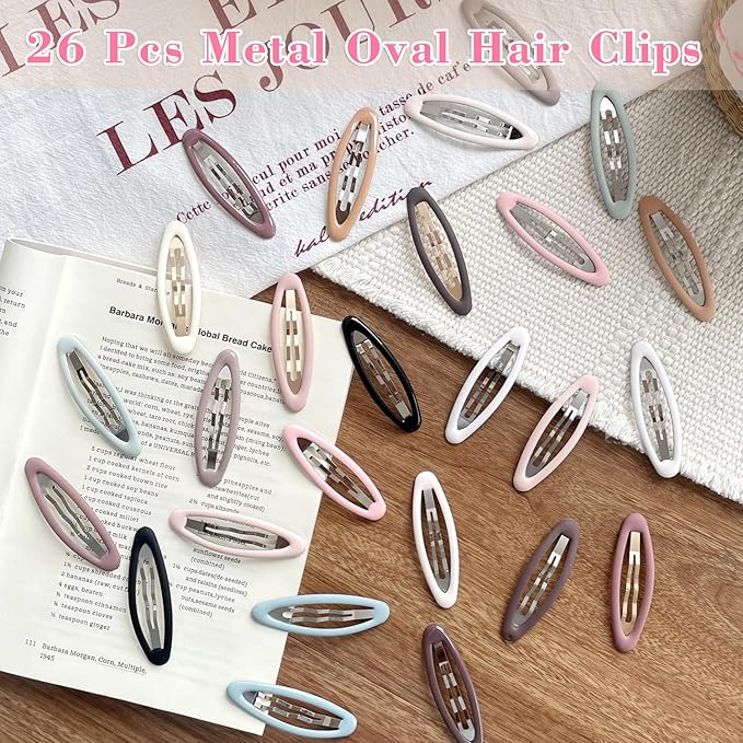 26 Pcs Metal ellipse Hair Clips No Slip for Women & Girls,Strong Hold Matte Hair Clips for Thick Hair & Thin Hair,Hair Barrettes for Women