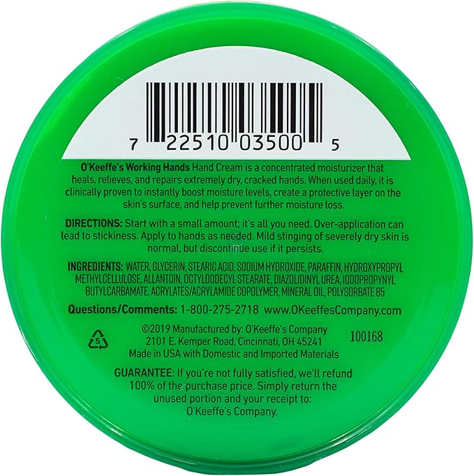 O'Keeffe's Working Hands Hand Cream for Extreme Dryness - 6.8 oz Value Size Jar (2 Pack) - Repairing Skincare for Cracked, Dry Hands