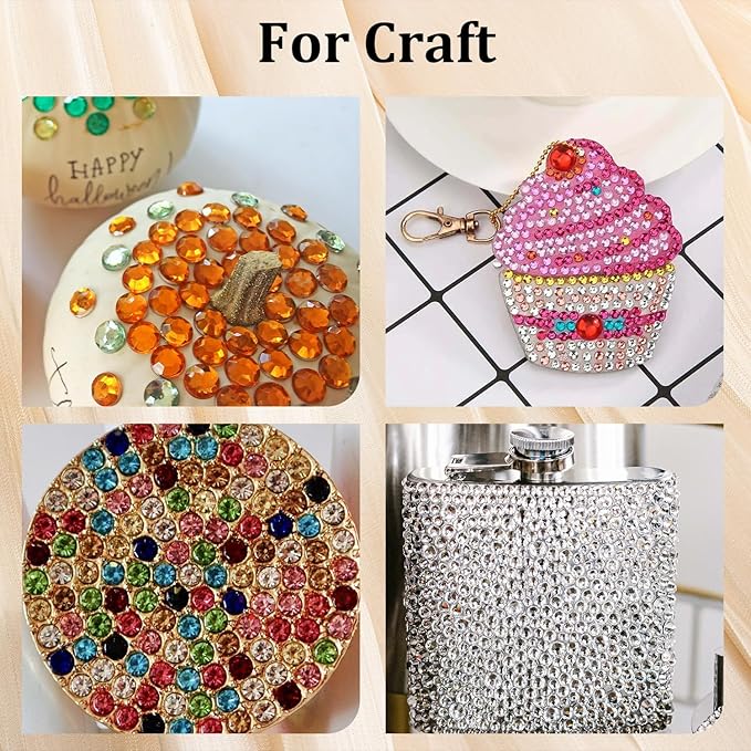 Nail Art Rhinestones Kit with Flatback Crystal (AB&Clear + AB) Gems, (White & Beige) Half Pearls with Dotting Tools, Nail Rhinestones Jewels for Manicure Makeup