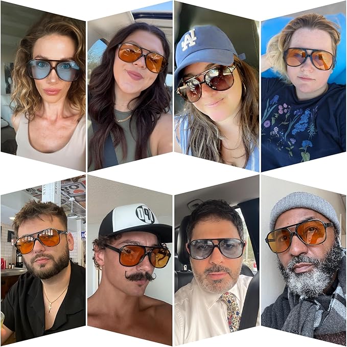 YDAOWKN Retro Aviator Sunglasses for Women Mens Large Frame Classic Vintage 70s Sun Glasses Aviators