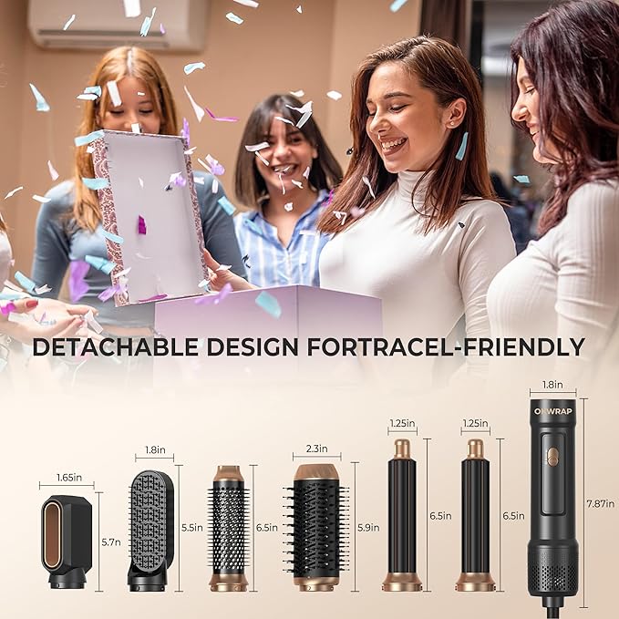 6 in ONE Blow Dryer Brush,Air Curling Iron Round Brush for Blow Out 1000W,Ionic Hair Dryer Brush for Women, Blowout Brush Air Styler Curler