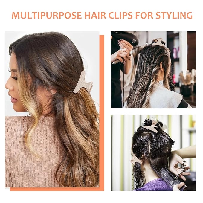 Ondder Beige Butterfly Hair Clips for Styling Sectioning Pro Salon Butterfly Plastic Claw Clips Hair Styling Clip Barber Clips for Cutting, Coloring Hair, Hair Accessories for Women Girls