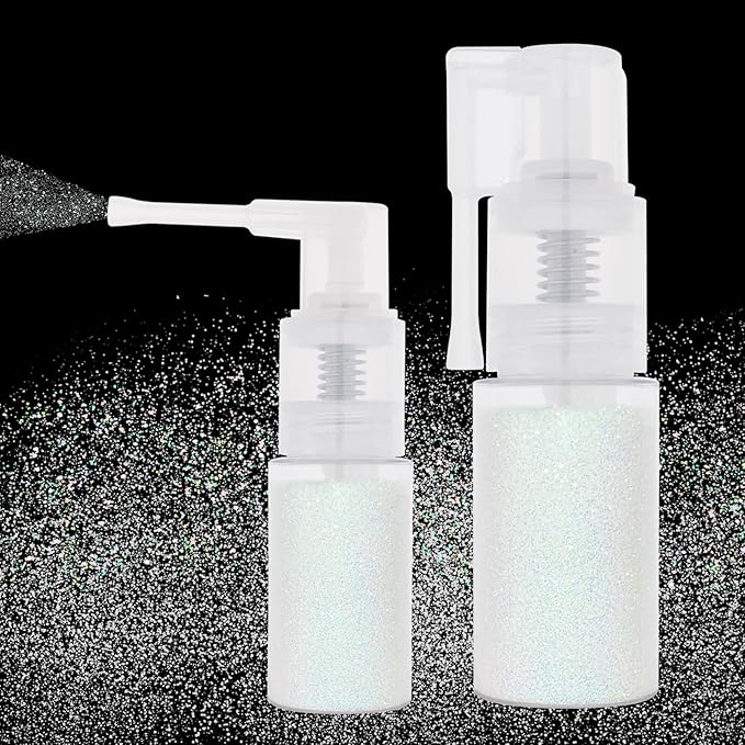 MEICOLY White Hair and Body Glitter Spray,Shinny Sparkle Glitter Spray for Clothes,Loose Shimmer Hairspray for Festival Rave Makeup/Stage Performance,Lightweight,25g/0.88OZ