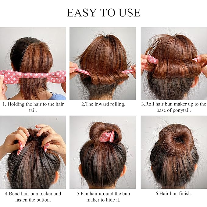 10 Pcs Hair Bun Maker French Magic Twist Donut Hair Bun Snap Roll Sponge Bun Donut Lazy Hair Curler Tool Flexible Chignon Donut Quick Twister Hair Styling Accessories for Women Girls (9 INCH)