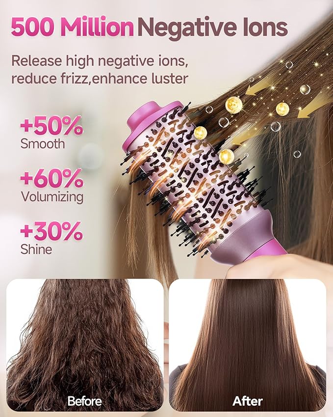 5 in 1 Hair Dryer Brush WindBlow Magic Styler, 110,000 RPM High-Speed Turbo Blow Dryer Brush, Professional 500 Million Negative Ionic Hair Dryer, for Curling Volumizing Air Styling