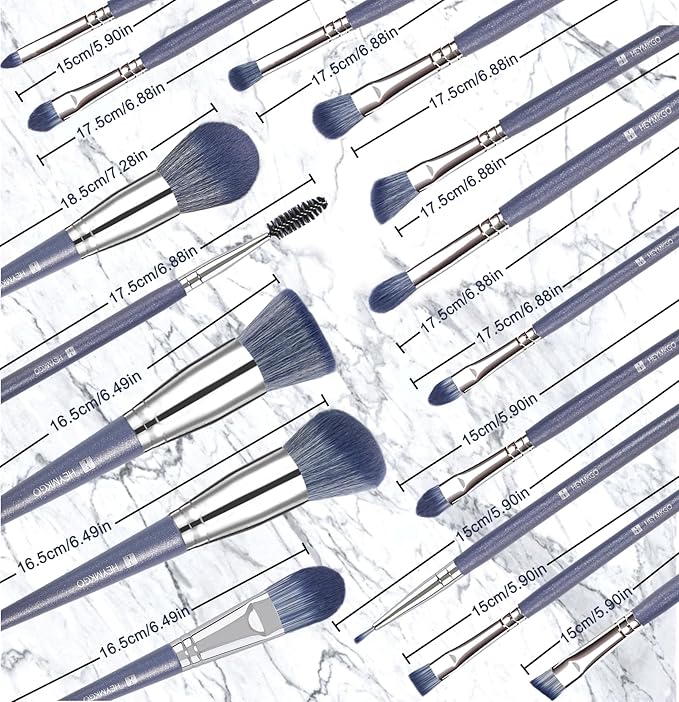 Makeup Brushes, HEYMKGO 16Pcs Makeup Brush Set Professional Synthetic Foundation Blending Blush Face Brushes, Eye Shadows Concealers Powder Brush Kit for Makeup