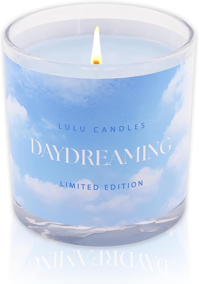 Lulu Candles | in The Clouds Collection | Daydreaming | Lavender & Bergamot Scent | Smells Clean & Relaxing | Hand Poured in The USA | Highly Scented & Long Lasting (9 Oz. Gift Box)