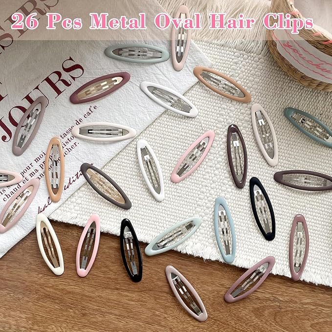 26 Pcs Metal ellipse Hair Clips No Slip for Women & Girls,Strong Hold Matte Hair Clips for Thick Hair & Thin Hair,Hair Barrettes for Women