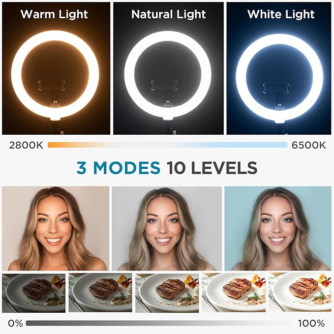 InnoGear Overhead Phone Mount with Ring Light, 10" LED Selfie Ring Light for Desk with Phone Holder and Remote Canvas Lamp Light for YouTube Live Stream Cooking Video Recording Vlog Zoom Meeting