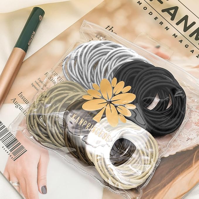 100Pcs Multi-Color Hair Ties For Thick And Curly Hair, Elastic Hair Ties For Women, Men And Girls, No Damage Ponytail Holder Hair Bands(Set4)