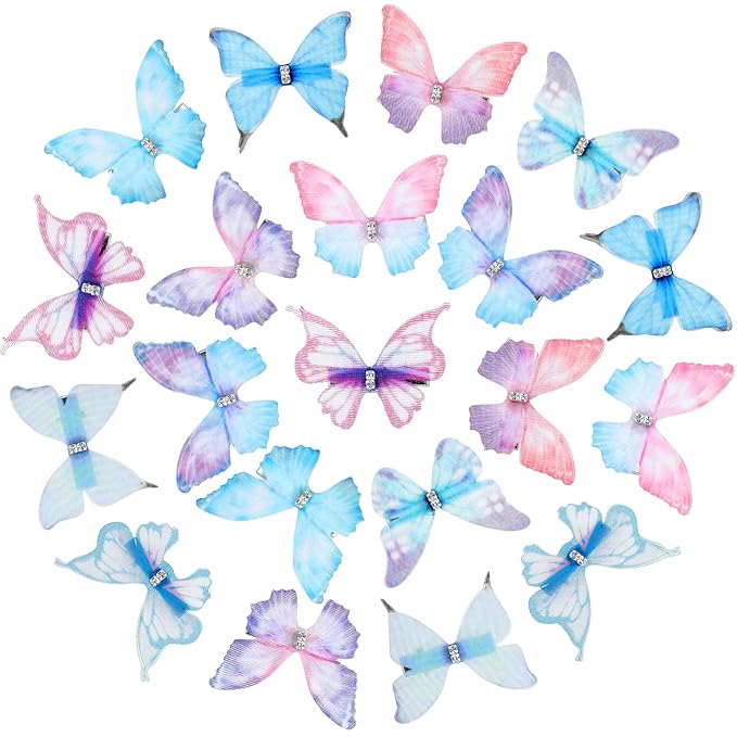 20Pcs Moving Glitter Hair Clips, Fairy Hair Accessories for Women and Teens, Colorful 90s Clips (Blue)