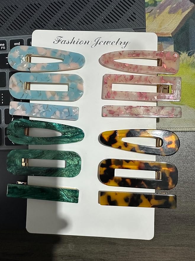 12 Pieces Acrylic Resin Marble Hair Clips Set, Decorative Pearls Hair Barrettes Sweet Decorative Bobby Pins Hairpin Headwear Hair Accessories Headwear for Women and GirlsâŚ