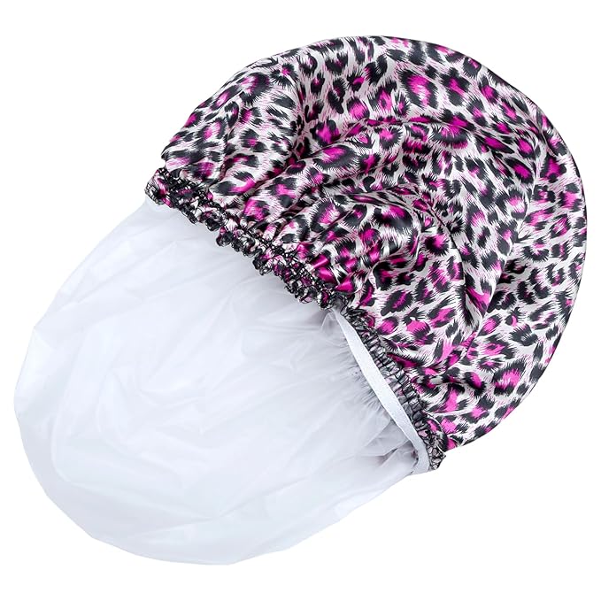 4 PCS Shower Caps for Women, Elastic and Reusable Bath Caps, Double Waterproof Layers Shower Cap, Bathing Shower Caps, Environmental Protection Hair Bath Hat - Printed Color