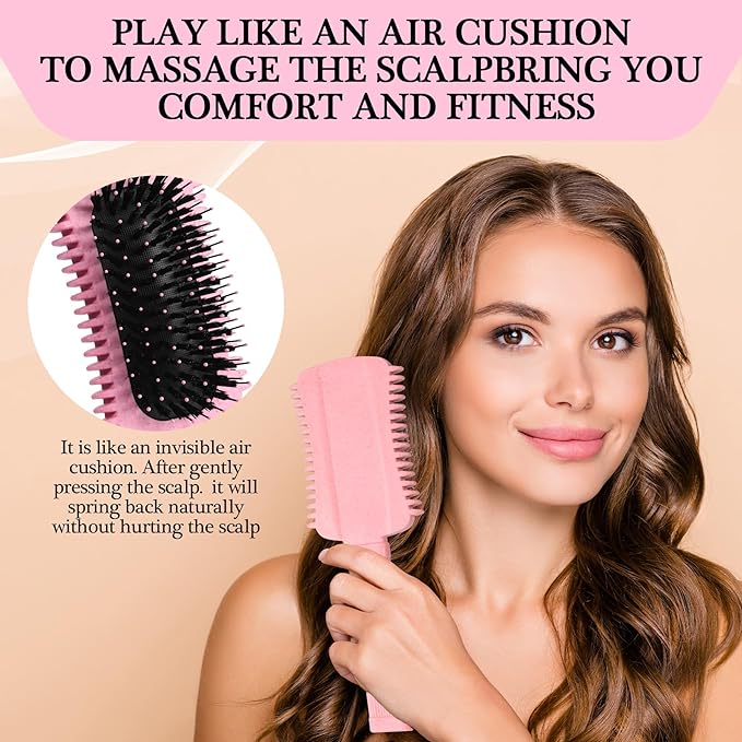 Curl Defining Brush Pink, Volume Curly Hair Brush for Detangling Shaping and Styling Women's Curls, Reduce Pulling