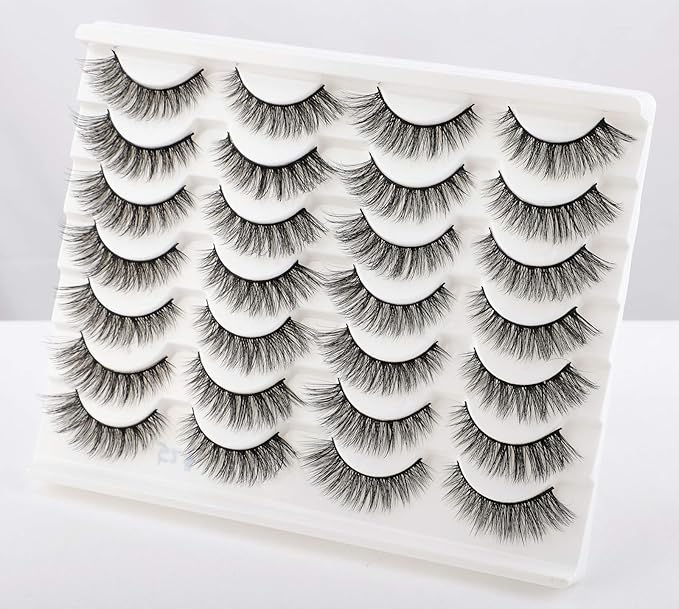 Newcally Lashes False Eyelashes Cat Eyes Wispy Natural Faux Mink Lashes 14 Pairs Pack Light Volume Short Fake Eye Lashes Multipack