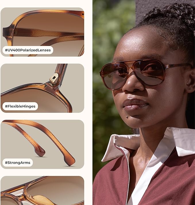 livho Trendy Polarized Aviator Sunglasses Women Men, Retro Sun Glasses for Women Men 2025, Oversized UV Protection Shades