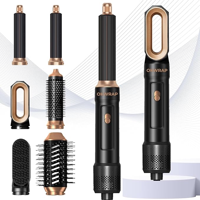 6 in ONE Blow Dryer Brush,Air Curling Iron Round Brush for Blow Out 1000W,Ionic Hair Dryer Brush for Women, Blowout Brush Air Styler Curler